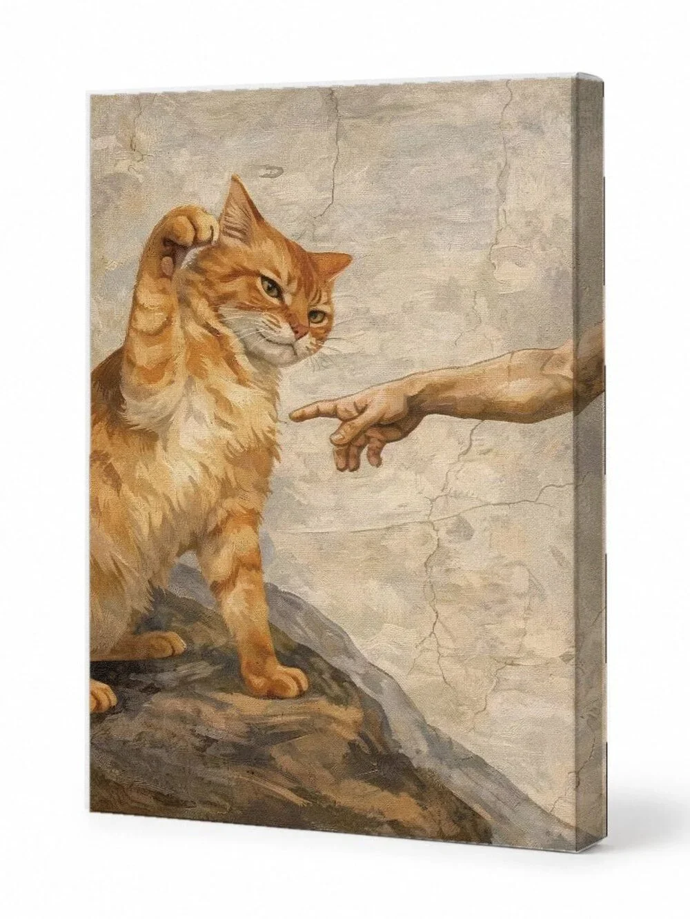 Free shipping Whimsical cat canvas wall art print framed 18x12 inch